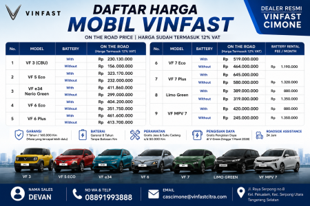 Pricelist harga Vinfast Cimone 2026 - Promo Vinfast Serpong 2026